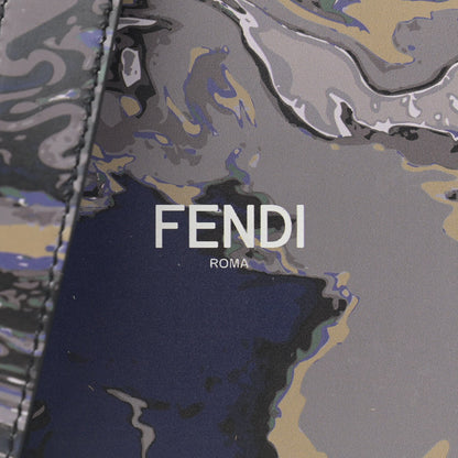Fendi Calfskin Marble Logo Vertical Box Grigio Blue White 8 of 10