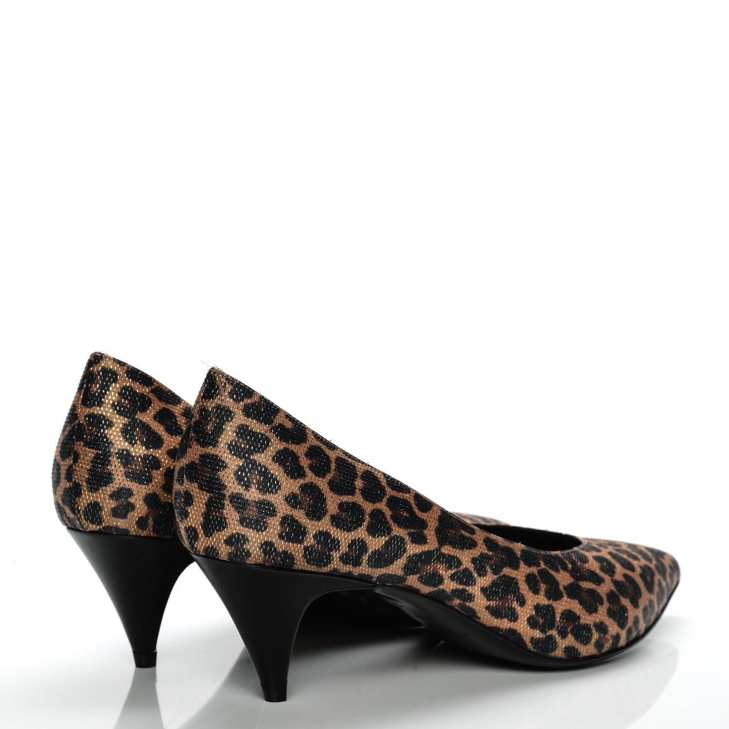 Saint Laurent Leopard Lame Double Cat Pumps 39 Gold 4 of 7