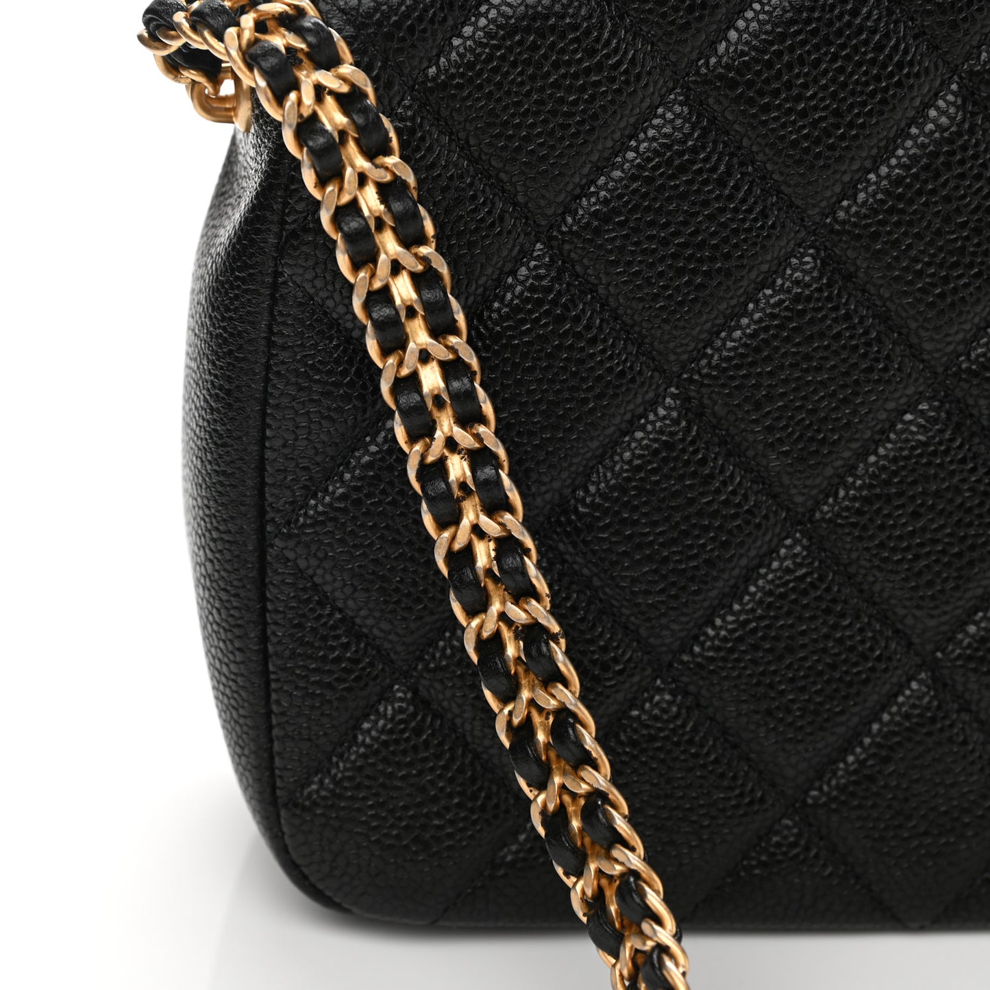 Caviar Quilted Chain Soul Flap Black