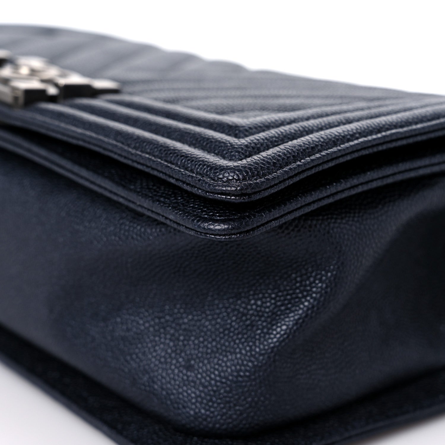 Chanel Caviar Chevron Quilted Medium Boy Flap Navy 9 of 11