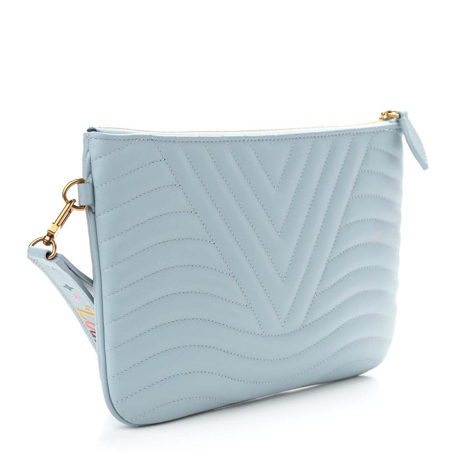 Calfskin New Wave Zipped Pochette Porcelain Blue
