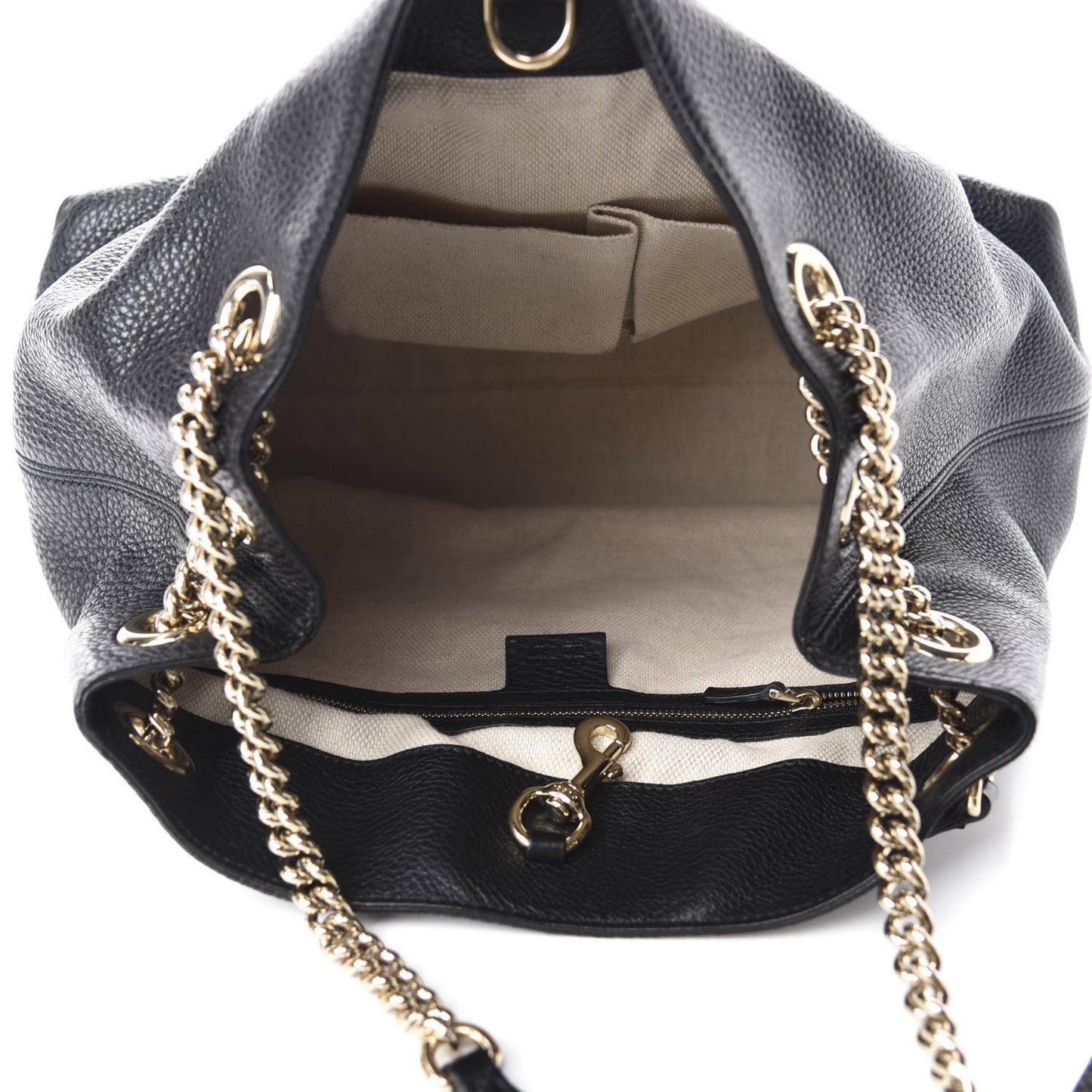 Pebbled Calfskin Medium Soho Chain Shoulder Bag Black