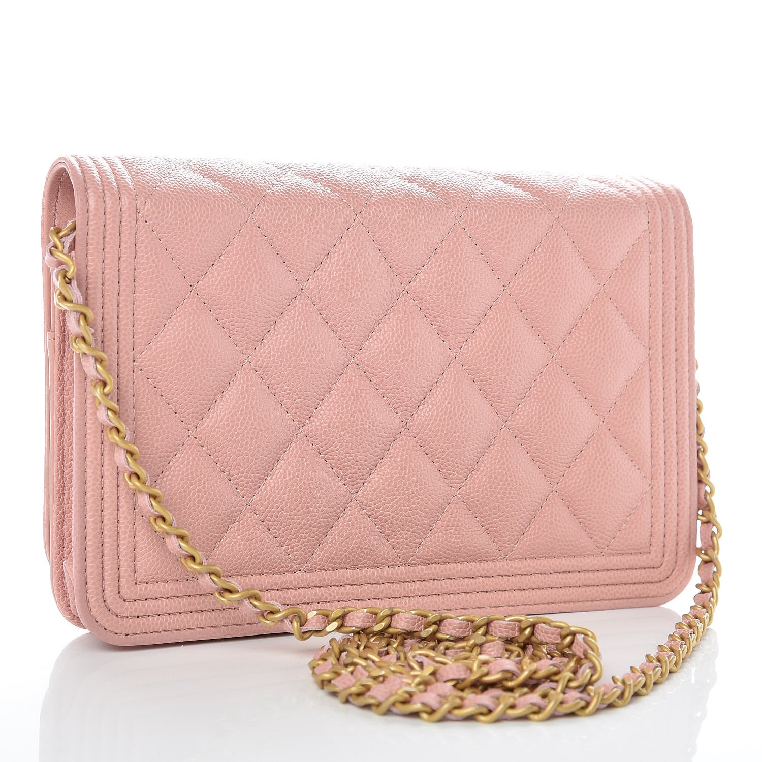 Chanel Caviar Quilted Boy Wallet On Chain WOC Light Pink 3 of 11