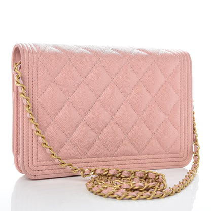 Chanel Caviar Quilted Boy Wallet On Chain WOC Light Pink 3 of 11