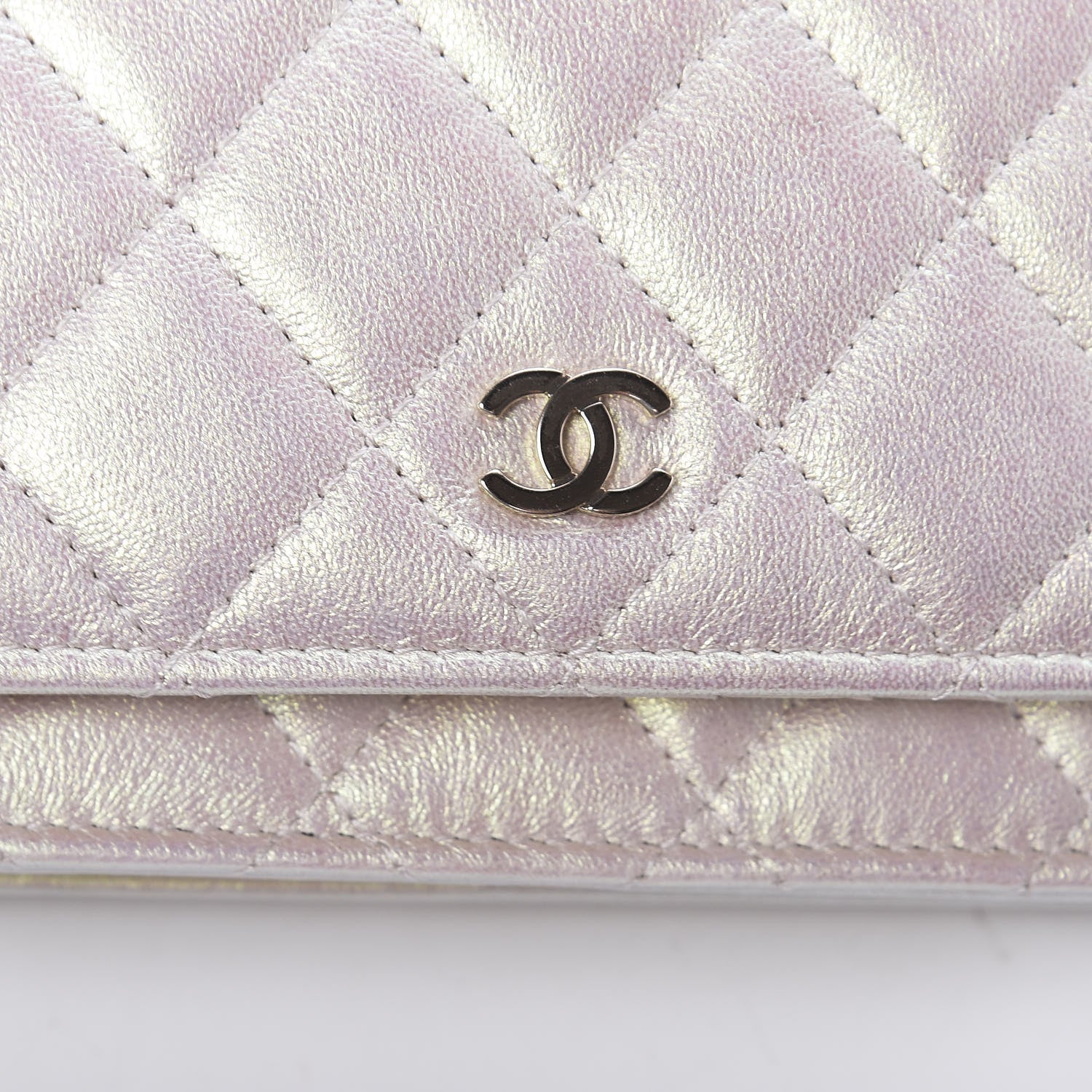 Chanel Iridescent Lambskin Quilted Mini Wallet On Chain WOC Ivory 10 of 11