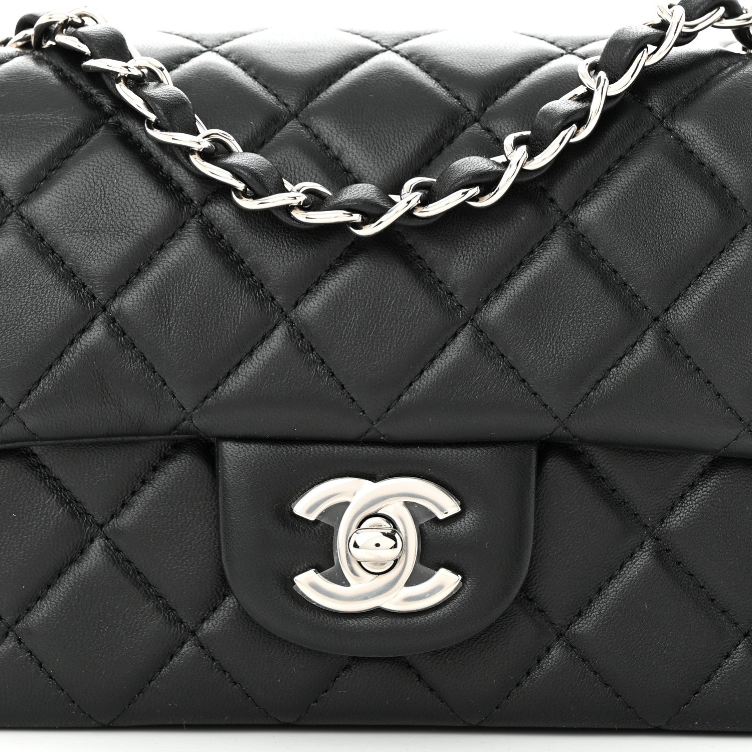 Chanel Lambskin Quilted Mini Rectangular Flap Black 8 of 10