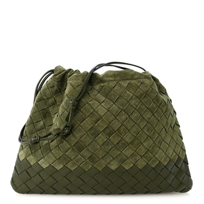 Bottega Veneta Suede Nappa Intrecciato Medium Dustbag Green Tweed 1 of 10