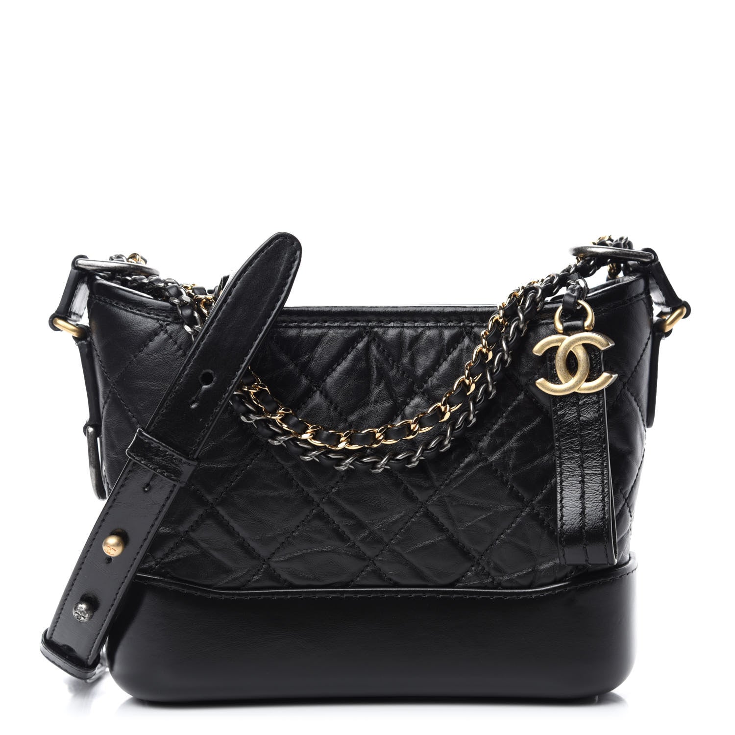 Chanel Aged Calfskin Quilted Small Gabrielle Hobo Black 1 of 11