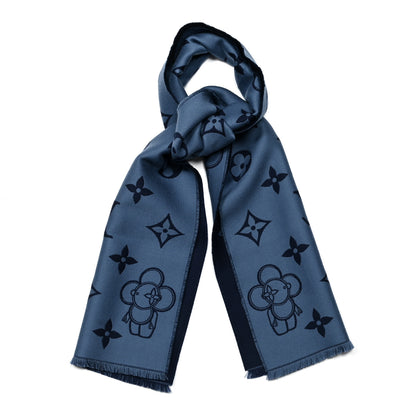 Louis Vuitton Wool Monogram Vivienne Scarf Navy 1 of 3