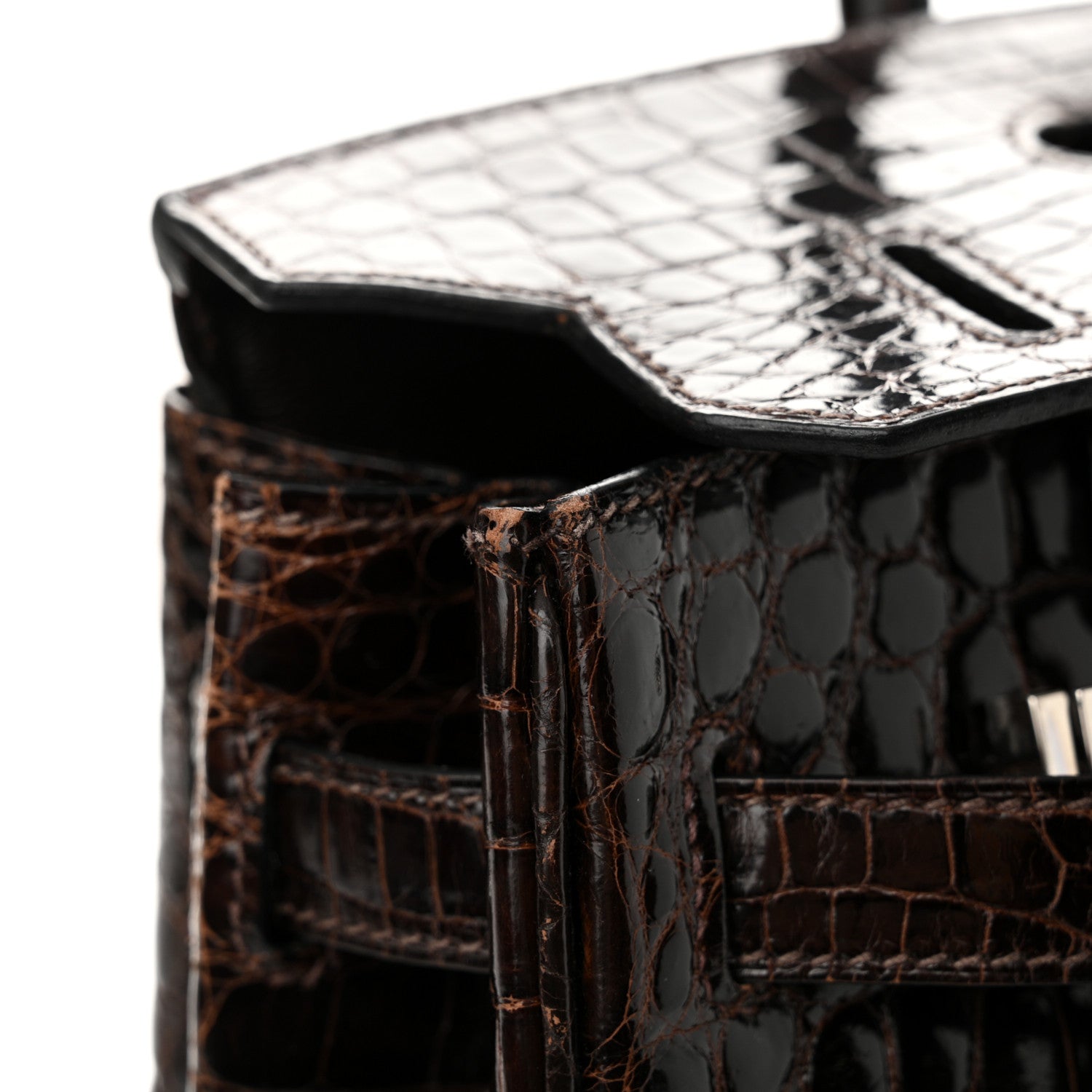 Hermes Shiny Niloticus Crocodile Birkin 30 Havane 12 of 16