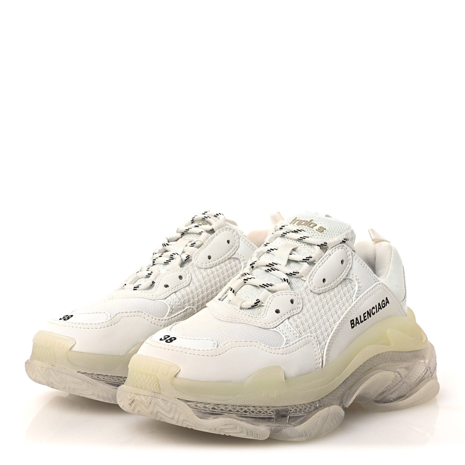 Balenciaga Fabric Mesh Clear Sole Womens Triple S Sneakers 38 White 4 of 12