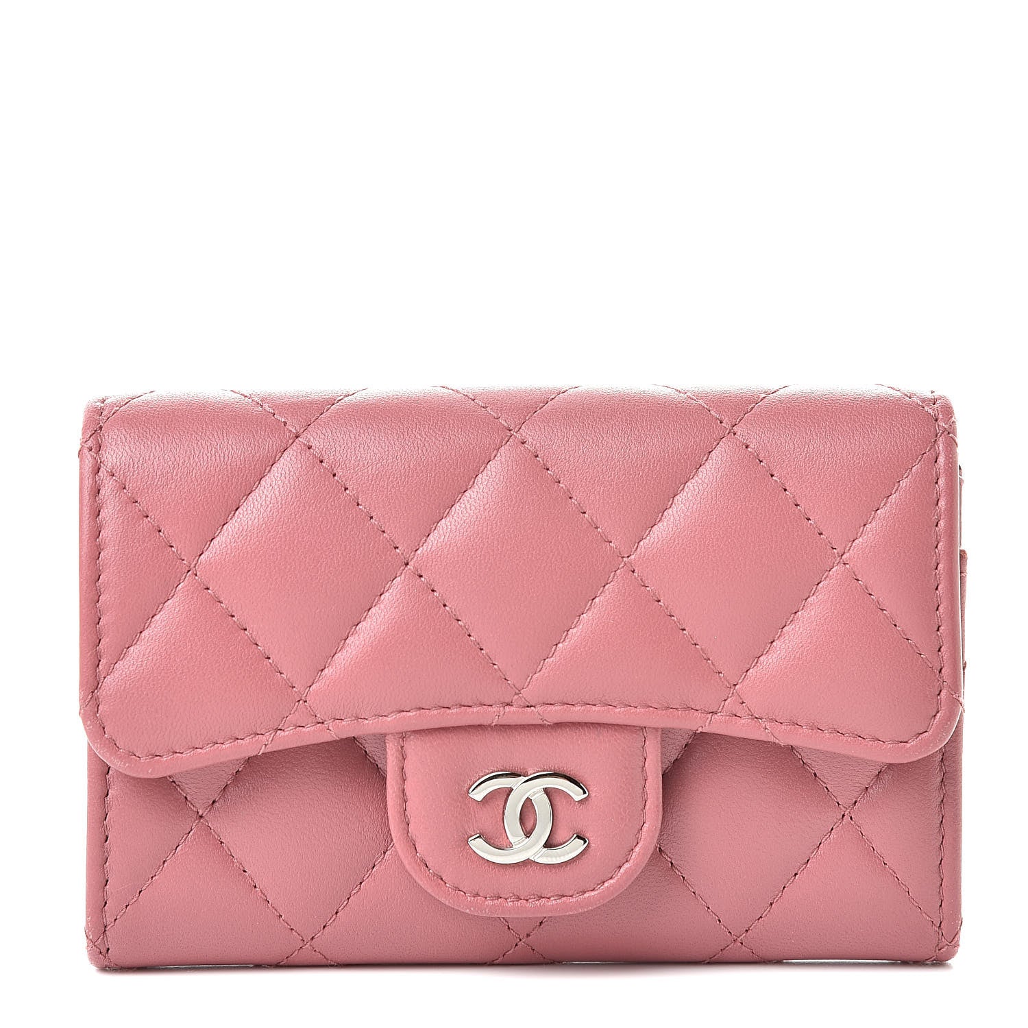 Chanel Lambskin Quilted Flap Card Holder Pink 1 of 14