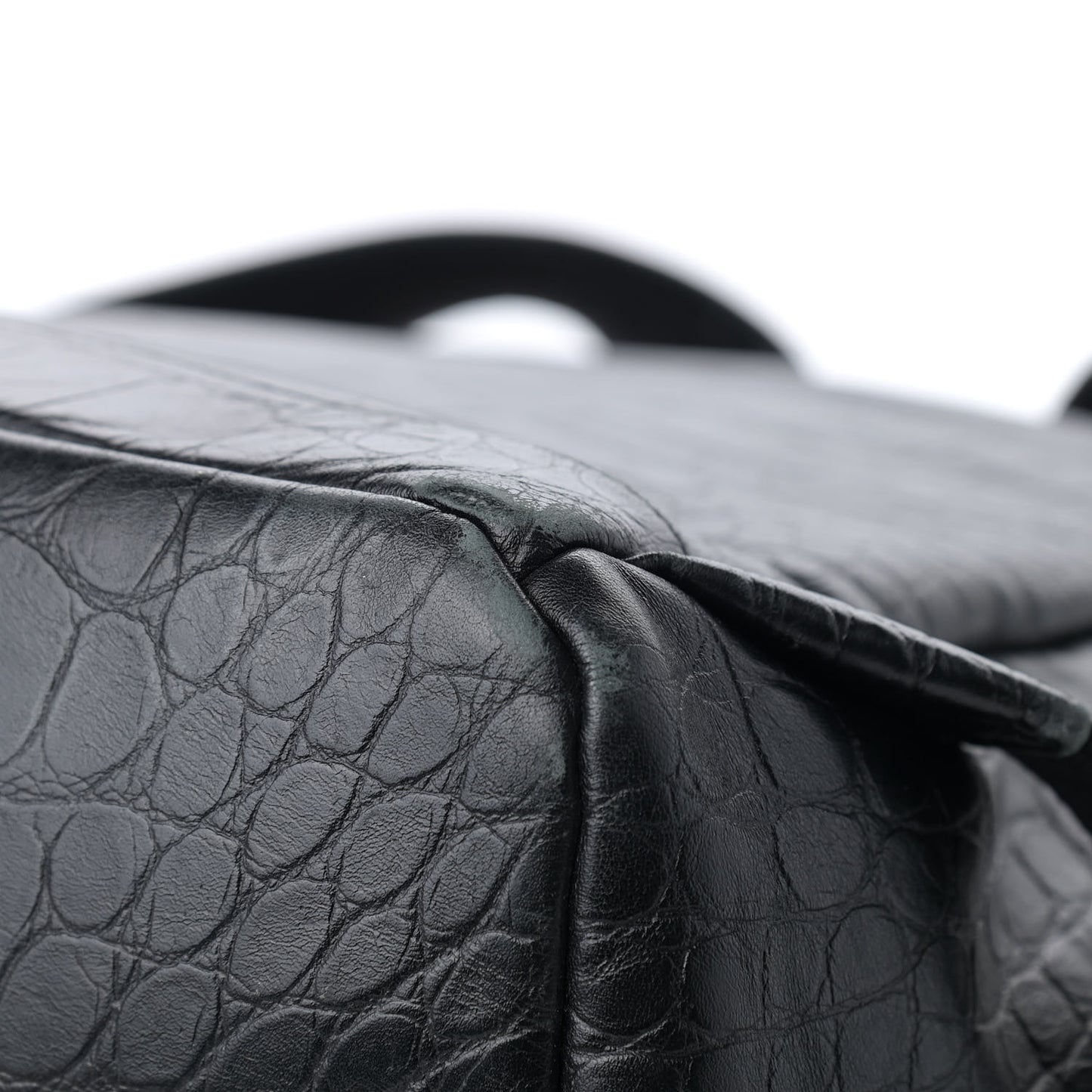 Calfskin Crocodile Embossed Medium Luxus Backpack Black