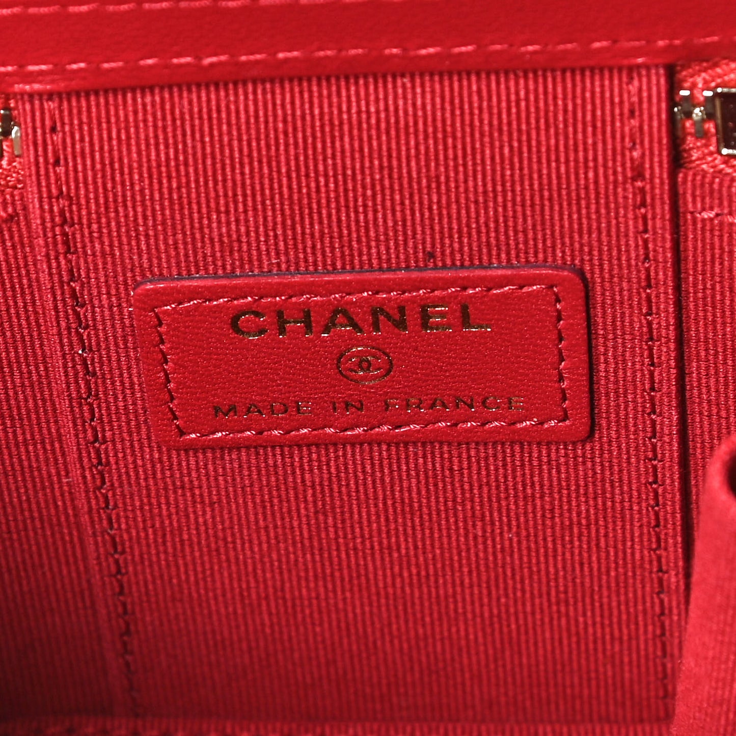 Lambskin Quilted Top Handle Mini Vanity Case With Chain Red