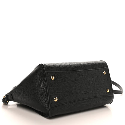 Salvatore Ferragamo Hammered Calfskin Double Handle Small Amy Tote Black 4 of 9