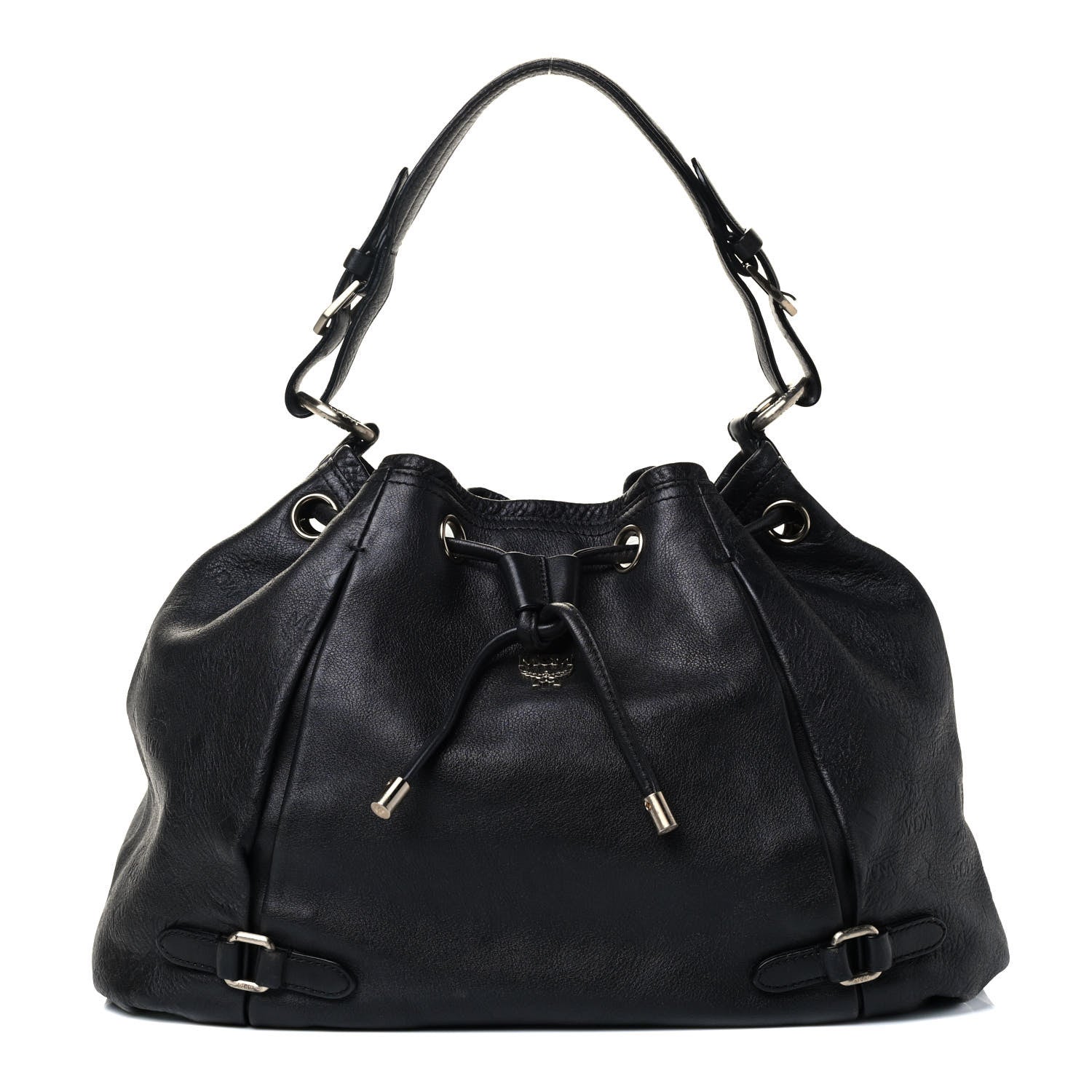 MCM Calfskin Ottomar Drawstring Shoulder Bag Black 1 of 4