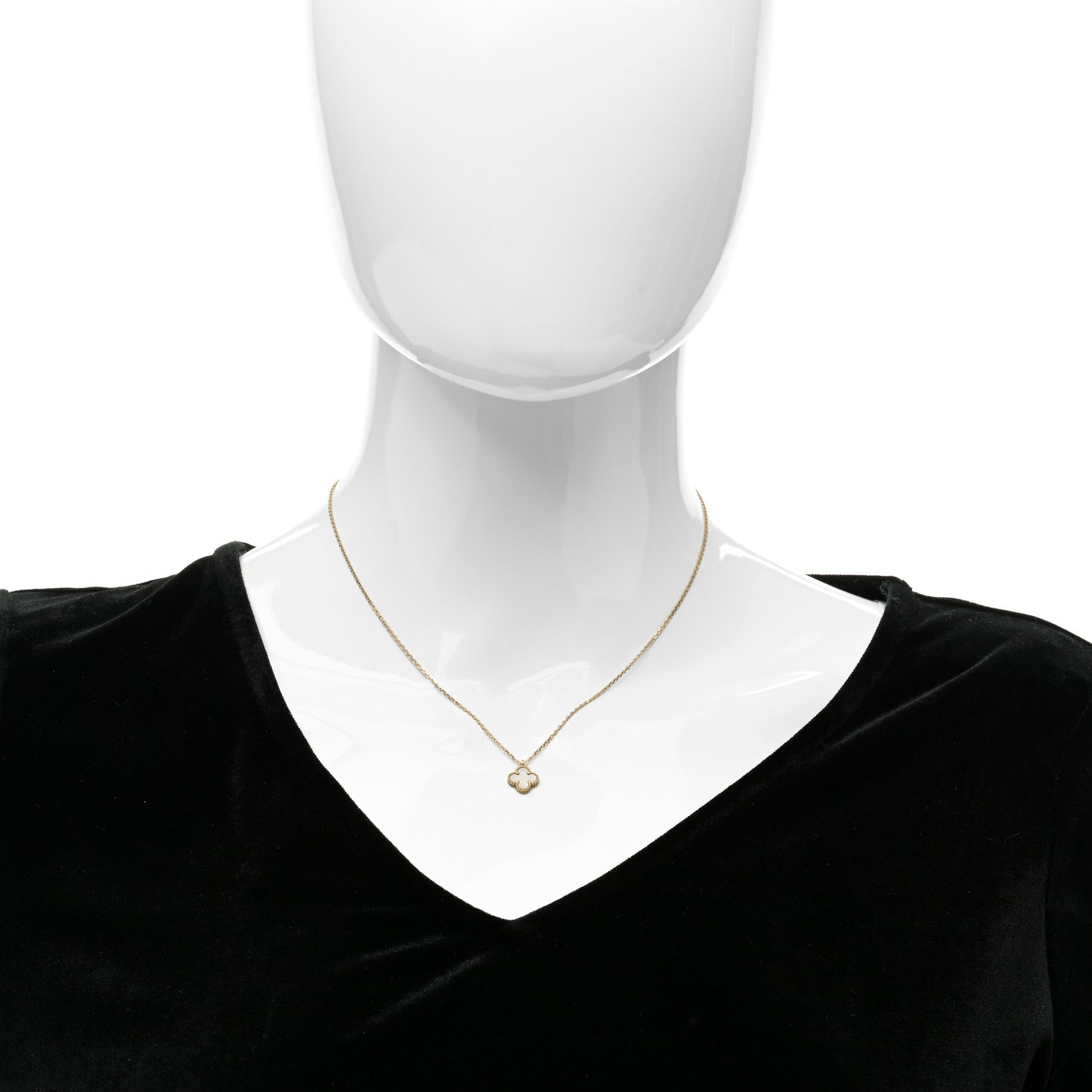 18K Yellow Gold Mother of Pearl Sweet Alhambra Pendant Necklace