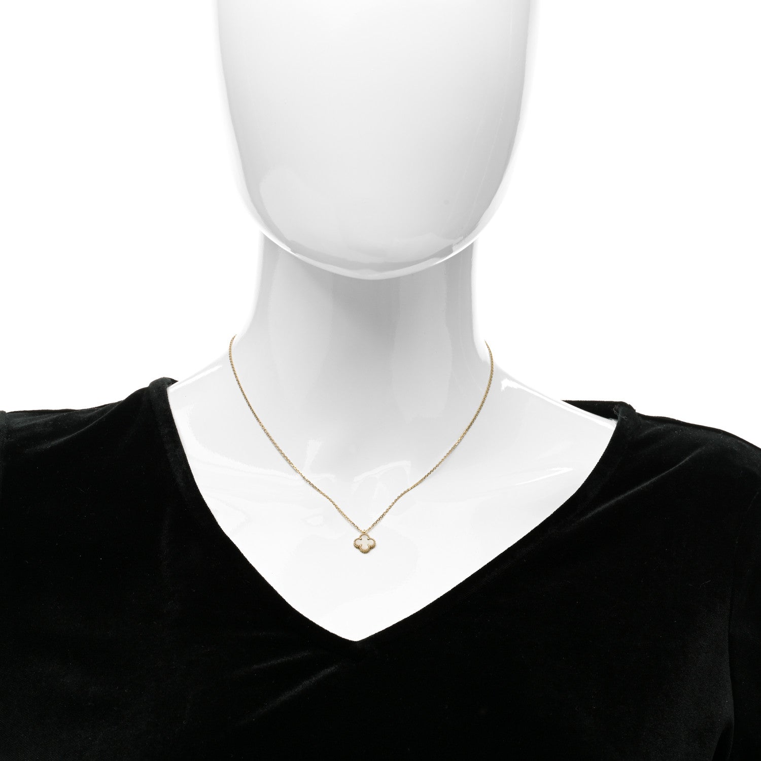 Van Cleef & Arpels 18K Yellow Gold Mother of Pearl Sweet Alhambra Pendant Necklace 2 of 6