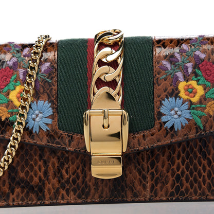 Gucci Elaphe Web Floral Embroidered Super Mini Sylvie Chain Shoulder Bag Cuir Multicolor 10 of 11