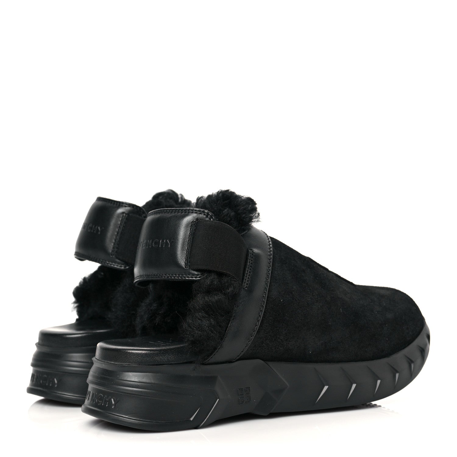 Givenchy Suede Calfskin Lambskin Shearling Elegant Marshmallow Loafers 35 Black 4 of 8