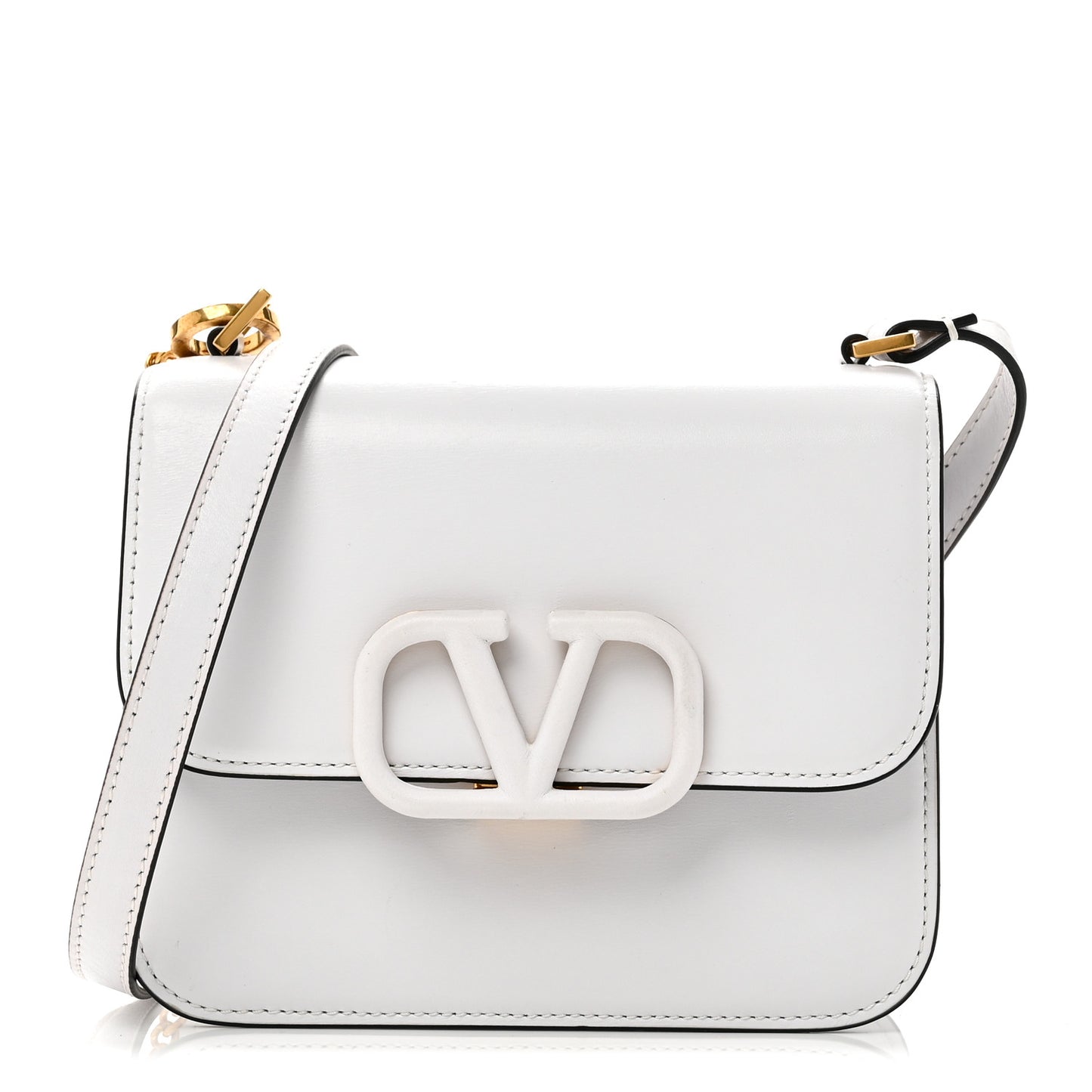 Smooth Calfskin Small VSling Shoulder Bag White