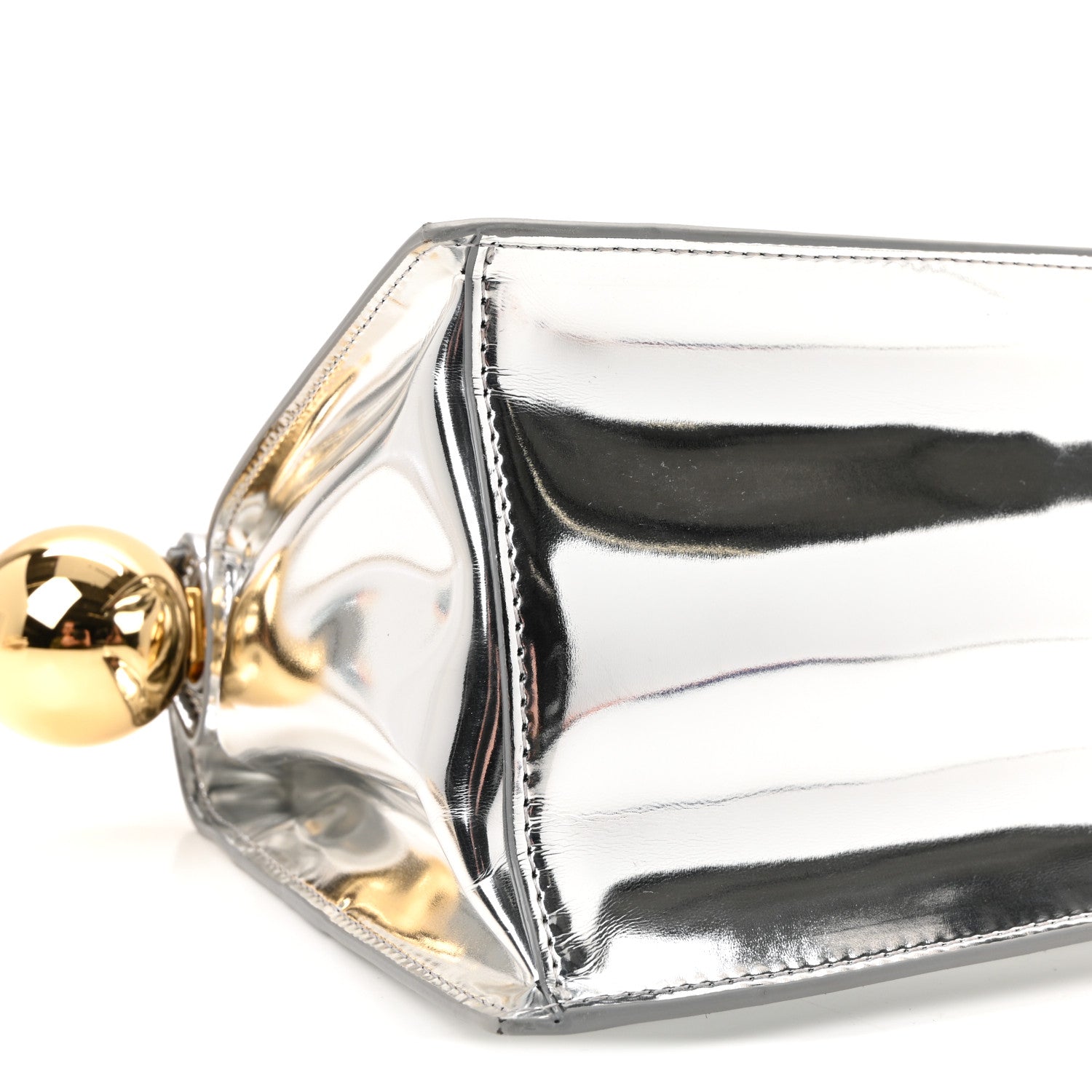Jacquemus Metallic Patent Calfskin La Pochette Rond Carre Silver 13 of 16