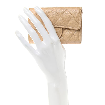 Chanel Iridescent Caviar Quilted Flap Card Holder Beige 2 of 9
