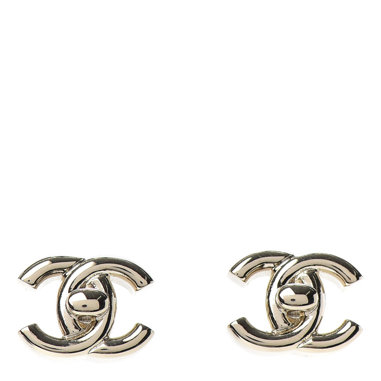 Metal CC Turnlock Earrings Gold