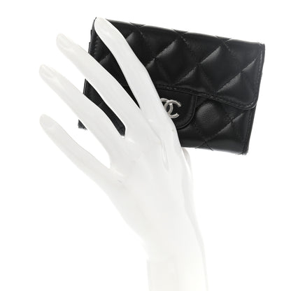 Chanel Lambskin Quilted Flap Card Holder Wallet Black 2 of 12