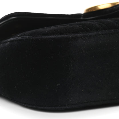 Gucci Velvet Matelasse Mini GG Marmont Shoulder Bag Black 8 of 10