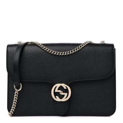 Gucci Dollar Calfskin Interlocking G Shoulder Bag Black 1 of 9