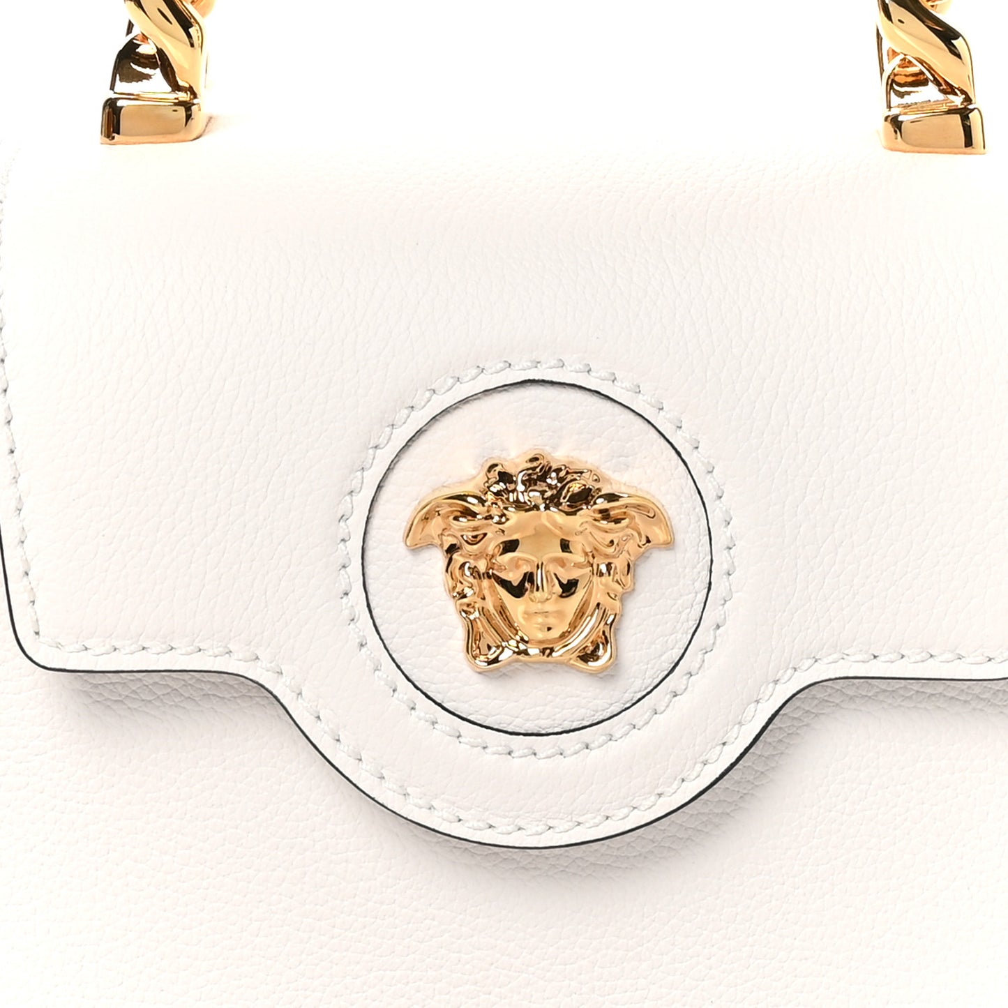 Grained Calfskin Mini La Medusa Bag White