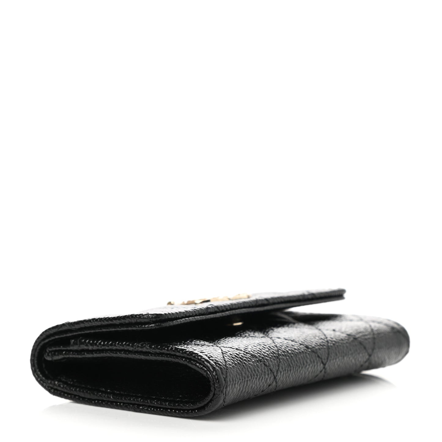 Caviar Quilted Chain CC Flap Card Holder Black