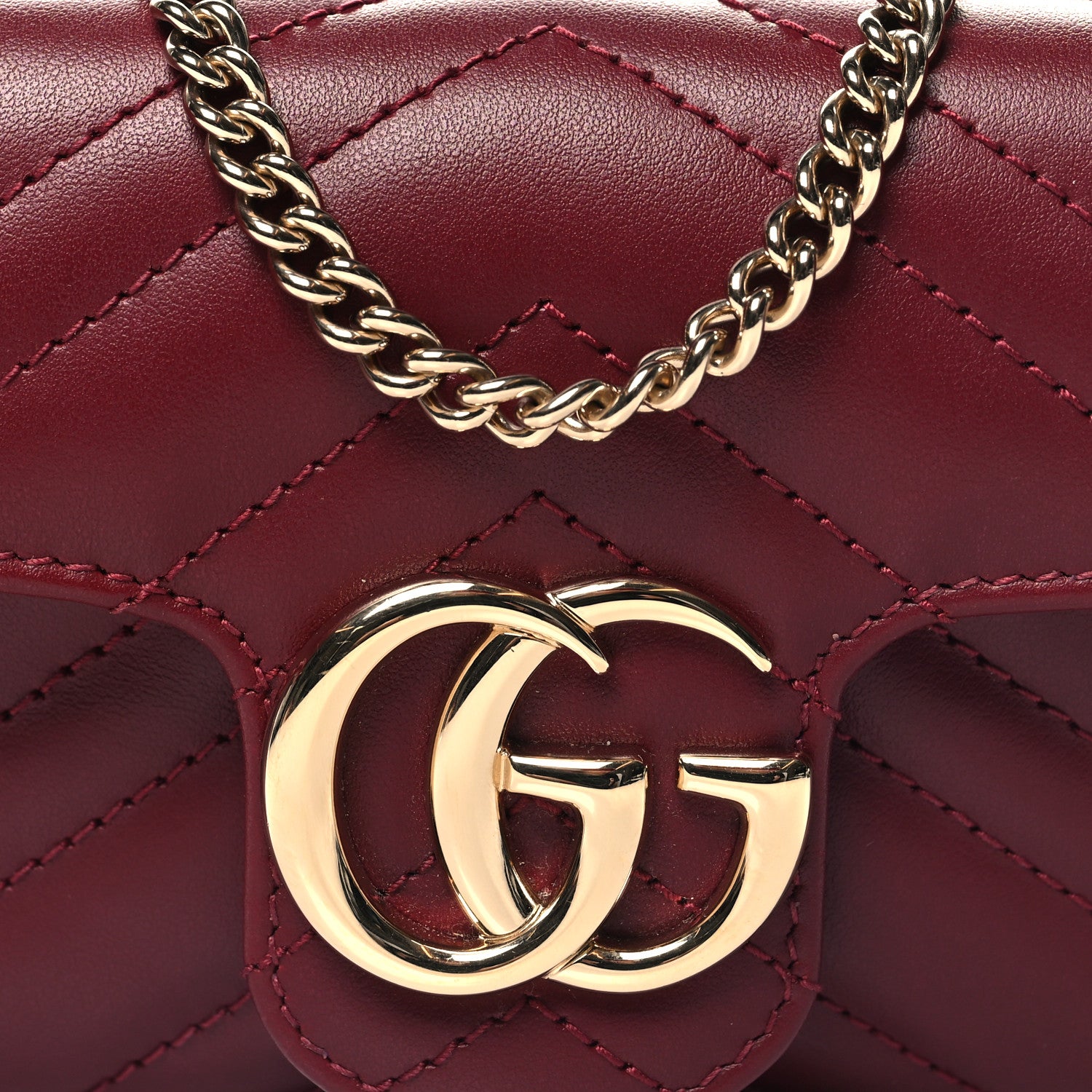 Gucci Calfskin Matelasse Super Mini GG Marmont Shoulder Bag Rosso Ancora 8 of 10