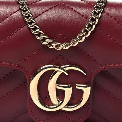 Gucci Calfskin Matelasse Super Mini GG Marmont Shoulder Bag Rosso Ancora 8 of 10