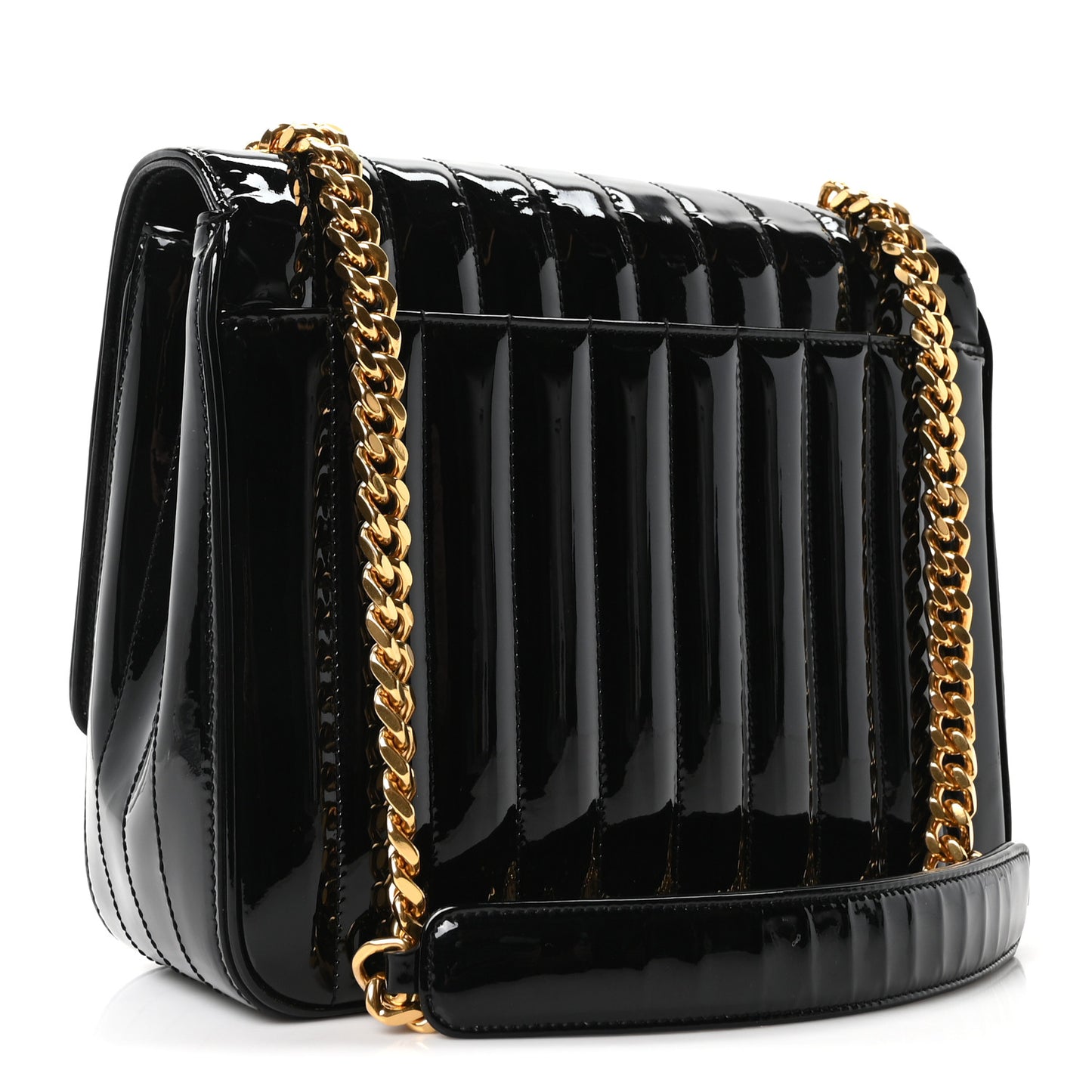 Patent Matelasse Monogram Large Vicky Chain Bag Black