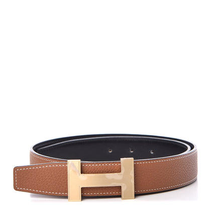 Hermes Box Togo 32mm Quizz H Belt 80 Black Gold 1 of 7