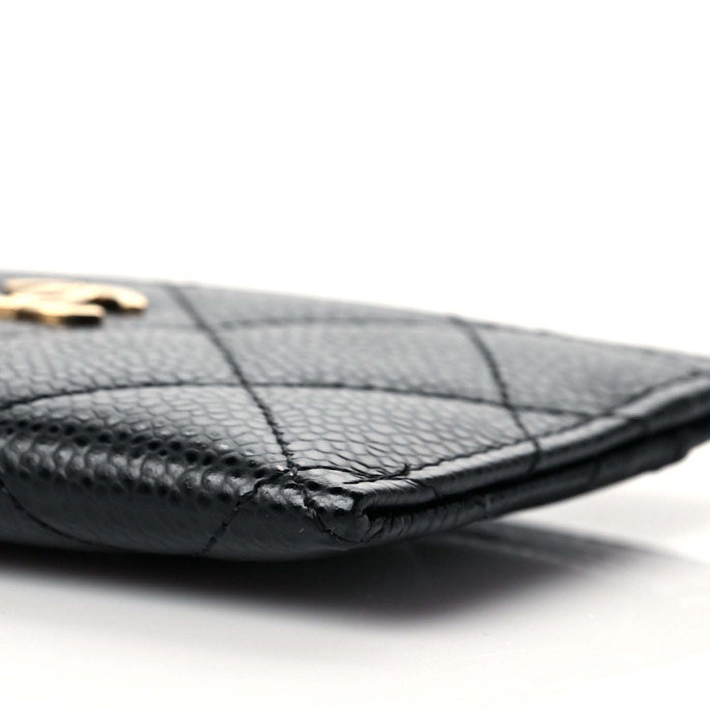 Caviar Quilted Card Holder Black