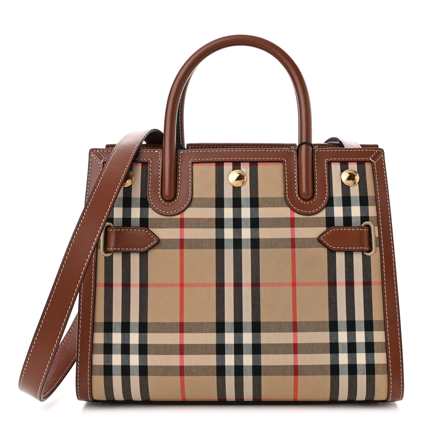 Calfskin Vintage Check Mini Two Handle Title Bag Archive Beige