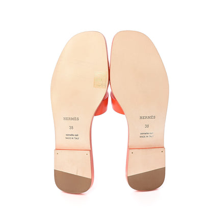 Hermes Calfskin Oran Sandals 38 Coquelicot 5 of 9