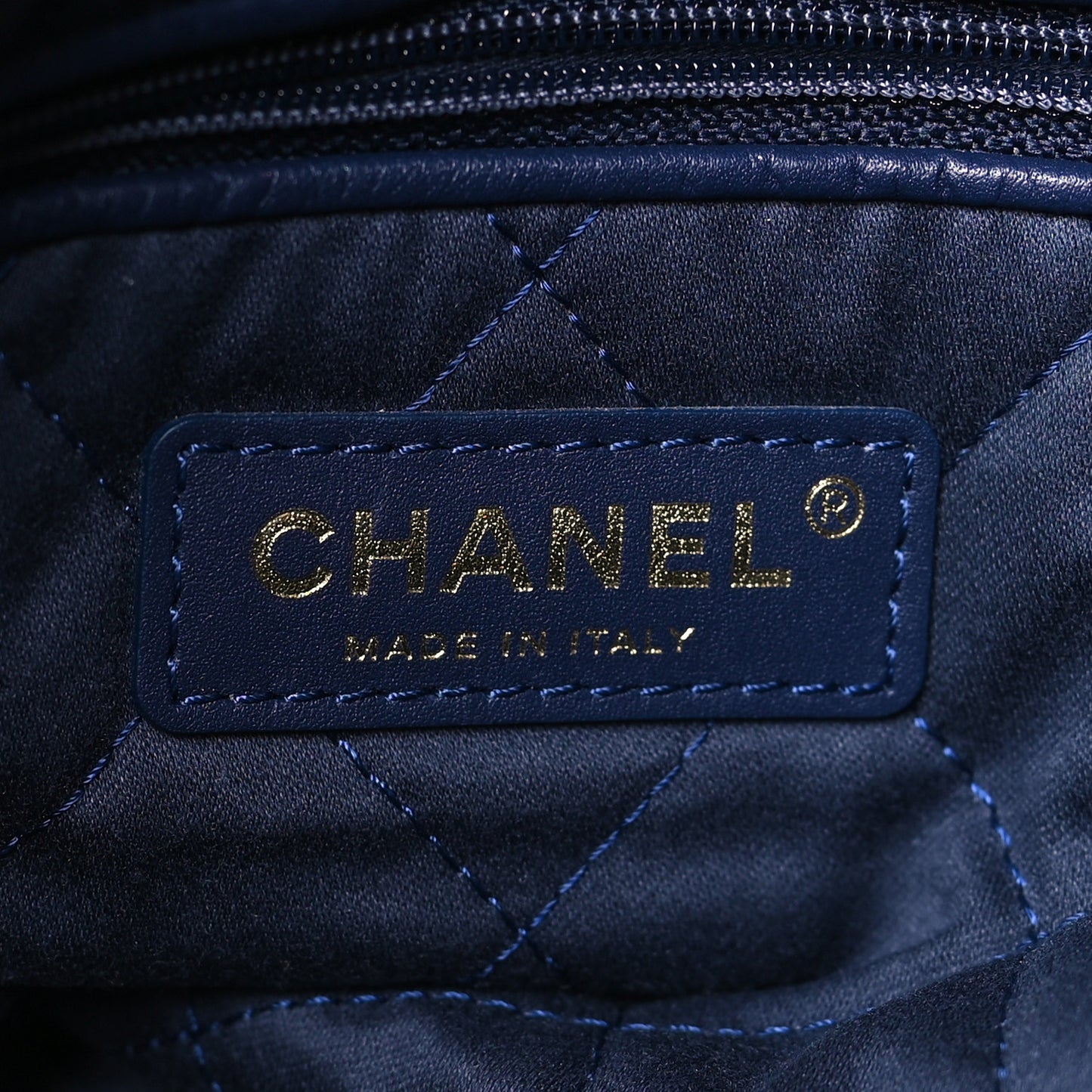 Shiny Calfskin Quilted Small Chanel 22 Navy