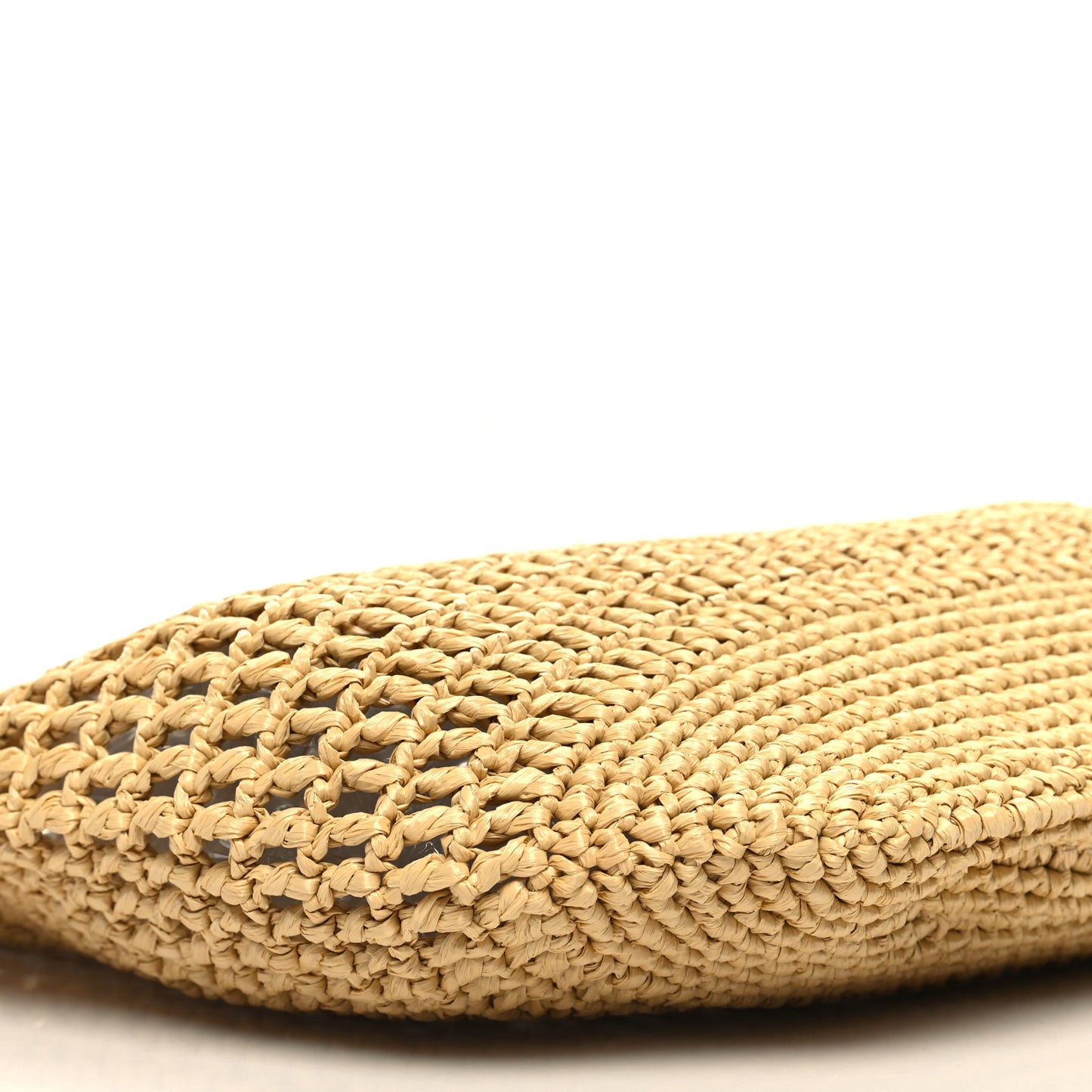 Yarn Raffia Effect Crochet Logo Embroidered Shopping Tote Bag Naturale