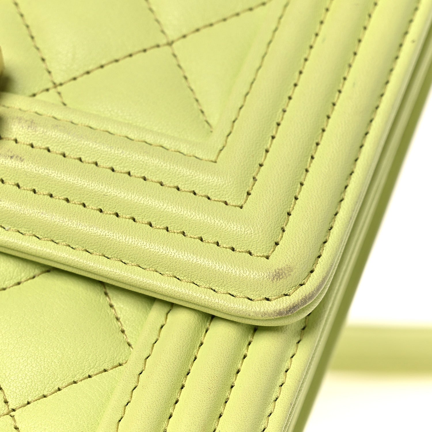 Chanel Calfskin Quilted North South Boy Flap Light Green 12 of 15