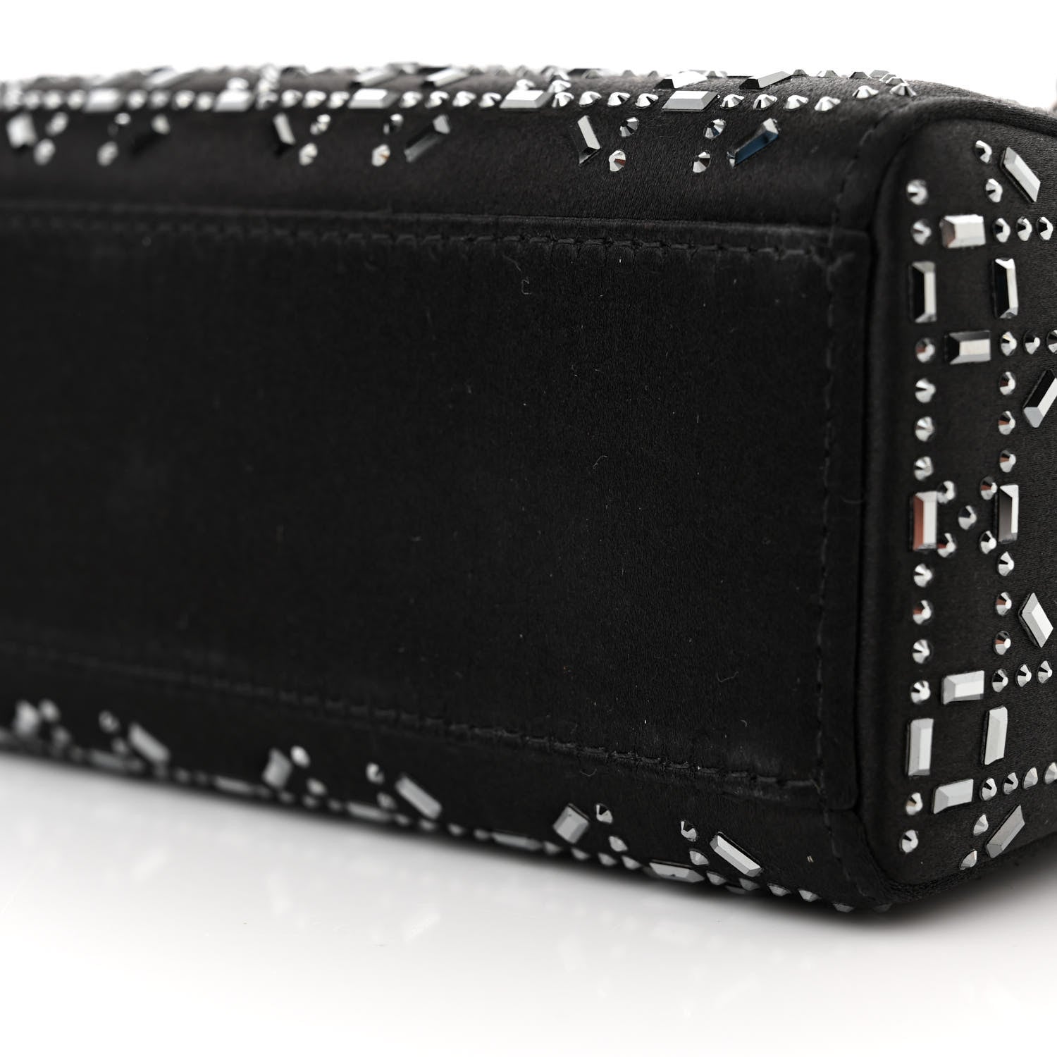 Christian Dior Satin Crystal Cannage Mini Lady Dior Black 9 of 10