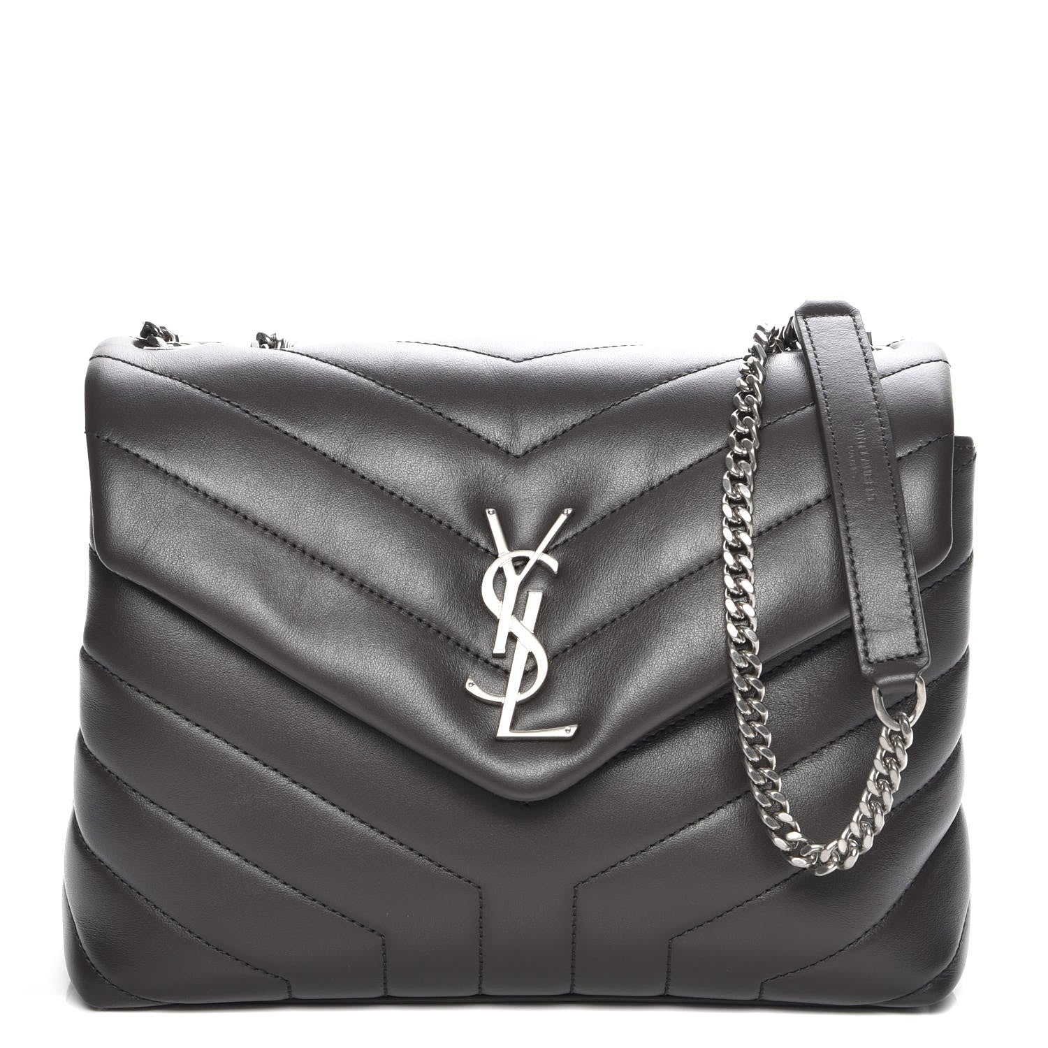 Saint Laurent Calfskin Y Quilted Monogram Small Loulou Chain Satchel Earth 1 of 7