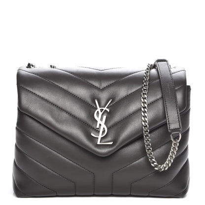 Saint Laurent Calfskin Y Quilted Monogram Small Loulou Chain Satchel Earth 1 of 7
