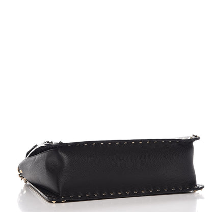 Valentino Garavani Grained Calfskin Rockstud Top Handle Flap Shoulder Bag Black 5 of 10