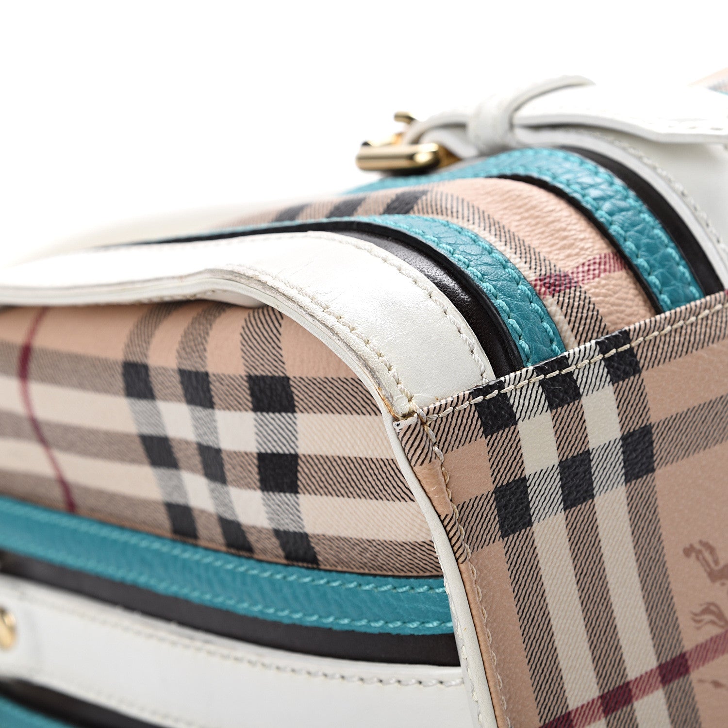 Burberry Haymarket Check Medium Alchester Bowling Bag White Aqua 17 of 21