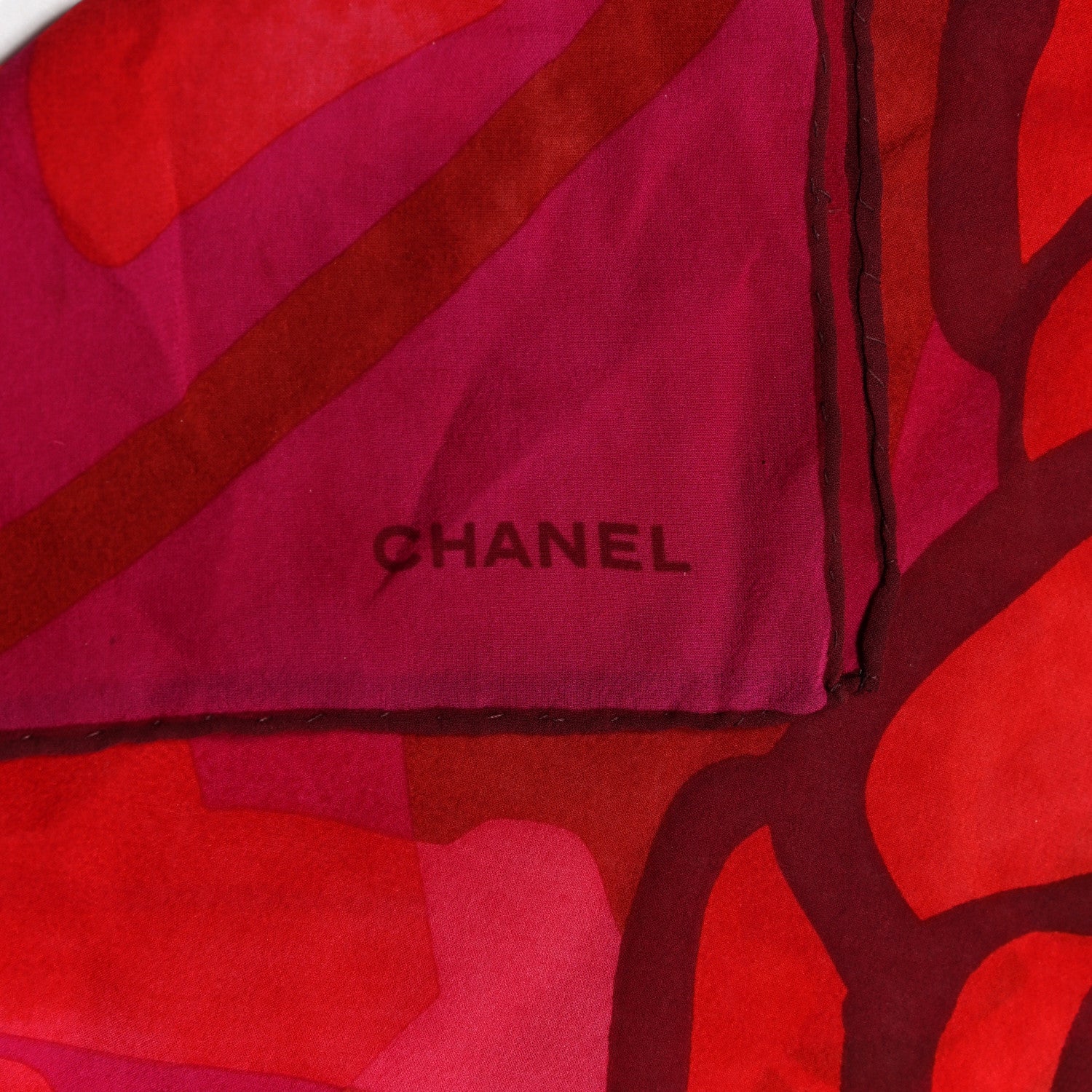 Chanel Cotton Silk CC Camellia Stole Pink Red 3 of 3