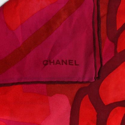 Chanel Cotton Silk CC Camellia Stole Pink Red 3 of 3
